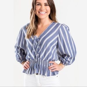NWT Blue and White Striped Blouse from Francesca’s